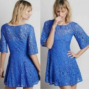 Free People periwinkle blue gypsy mountain lace dress size 6